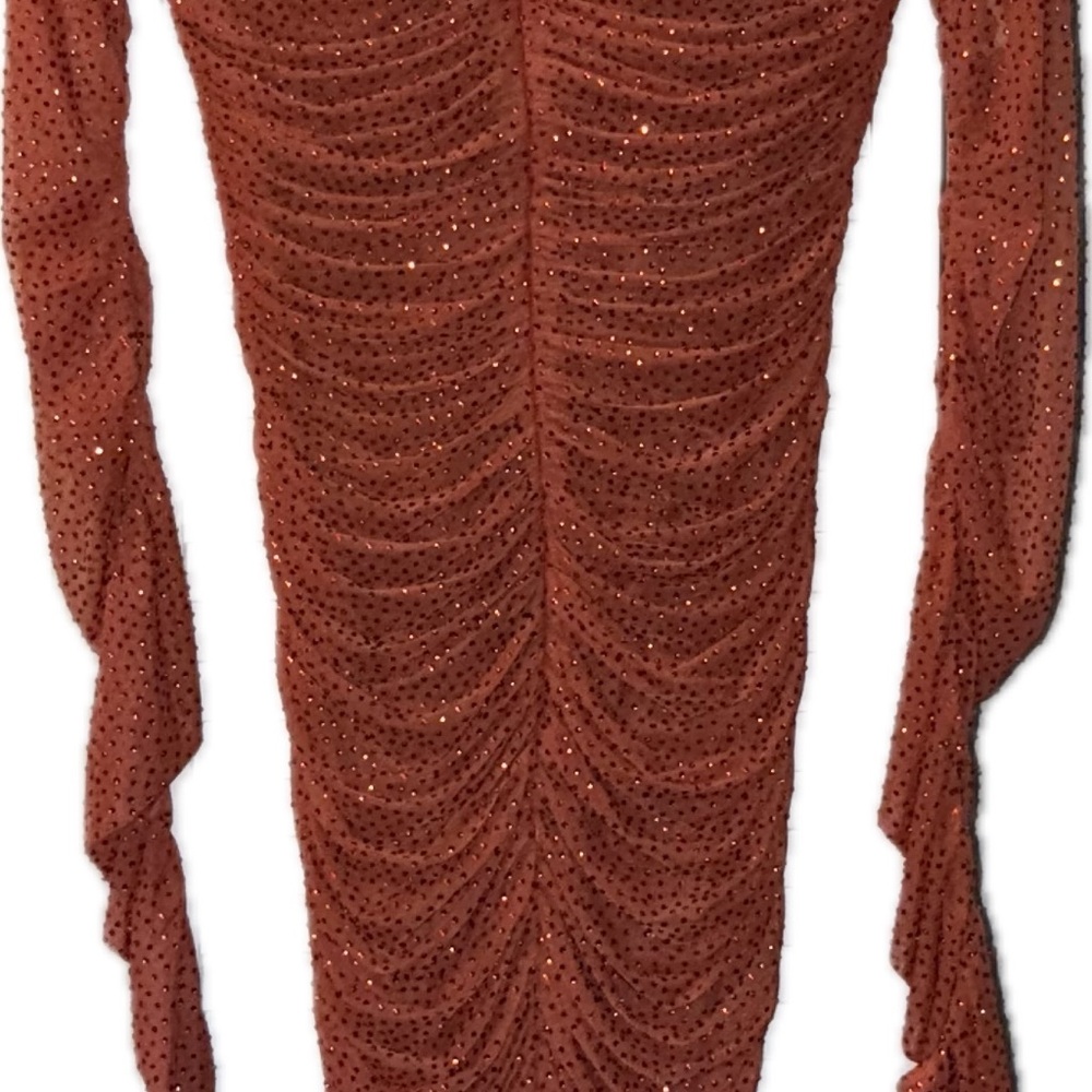 NEW Miss Circle Ruched Mesh Crystal Sparkle Long Sleeve Bodycon Dress Medium - Picture 6 of 12